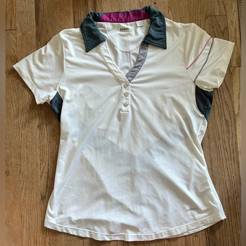 Annika Cutter & Buck Women’s Short Sleeve Golf Shirt size Med - Picture 2 of 5